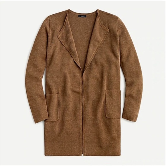 J. Crew Sweaters - 🧥JCREW NEW! Juliette Linen Collarless Cardigan Coat Duster in Pecan Brwn SzXS